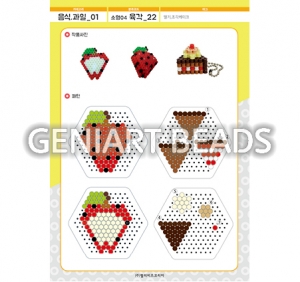 [S-131-22]음식,과일01-소형04_육각-딸기,조각케이크