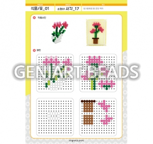 [S-051-17]식물,꽃-소형01_사각-핑크꽃화분,꽃문양액자